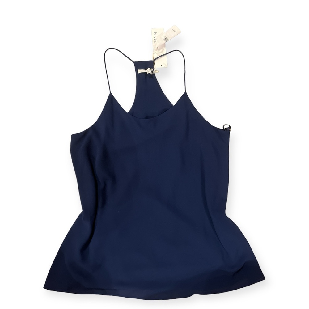 NWT belvello Naked Zebra Navy Blue Mesh Blouse